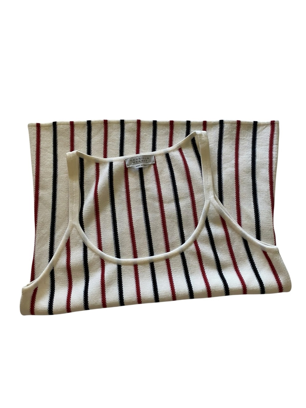 Gabriela Hearst Ivory Tank Top with Black & Red Stripes - Picture 7 of 12